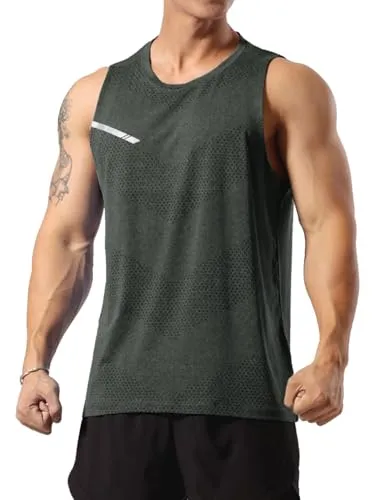 GYMAPE Herren Sportlich Trainieren Tanktops Ärmellos Muskel Laufshirts Ausbildung Schnelltrocknend Fitnessstudio Aktive Kleidung Grau XL