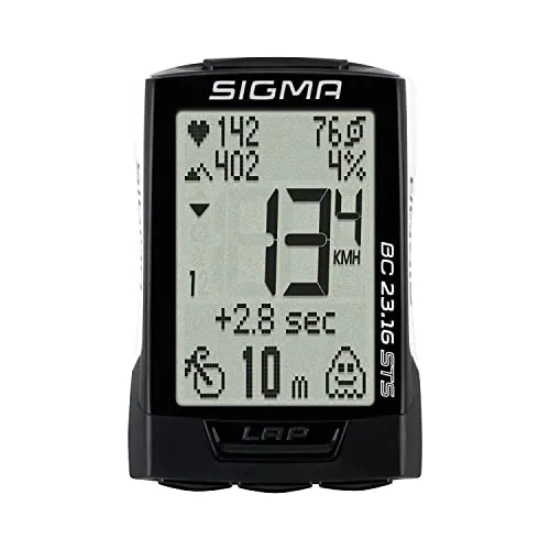 SIGMA BC 23.16 STS White - Kabelloser Fahrradcomputer mit Herzfrequenz- und Trittfrequenzmessung - Fahrradcomputer mit umfangreichen Funktionen, speichert bis zu 500 Stunden Logdaten und bietet eine intuitive Bedienung für optimale Fahrradfahrten.