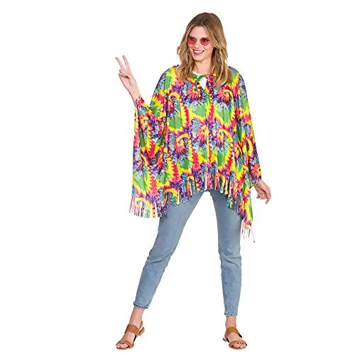 Wicked Costumes Erwachsene Unisex Batik-Poncho Hippie-Kostüm (Einheitsgröße)