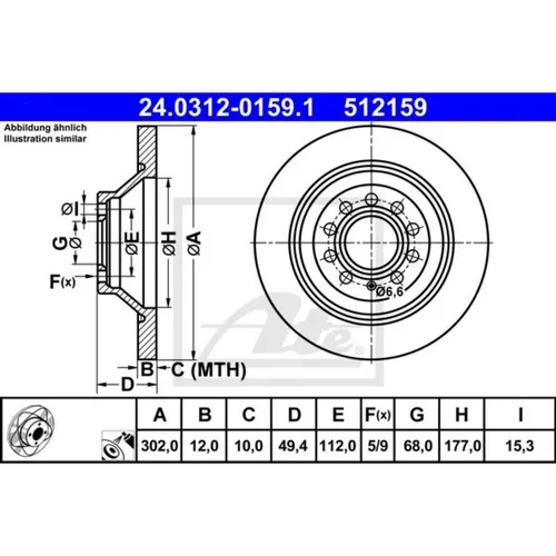 ATE Bremsscheibe PowerDisc 24.0312-0159.1 - Hochleistungs-Bremsscheibe für verbesserte Bremskraft und optimierte Wärmeableitung, ideal für sportliche Fahrweise und Sicherheit.