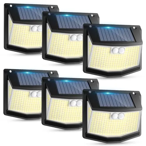 Solarleuchte für den Außenbereich Bewegungsmelder: 248 LEDs Solarlicht für Außenbereich mit Bewegungsmelder 3 Modi 270° Beleuchtung IP65 wasserdicht Außenleuchte Wandleuchte für Garten Garage 6 Stück