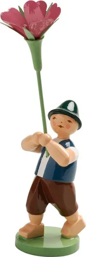 Wendt & Kühn Dekofigur 'Junge mit Kornrade' 12,5cm - Dekofigur Blumenkinder Herbst, handgefertigt aus hochwertigem Holz, ideal zum Sammeln und Dekorieren.