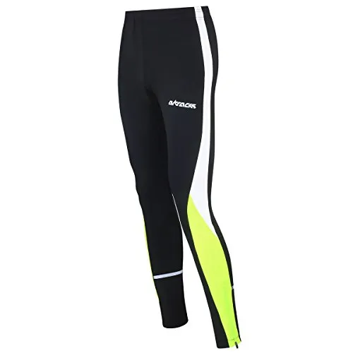 Airtracks Damen Laufhose Lang Jogginghose Trainingshose Jogginghose Fitnesshose Leggings Fahrradhose - schwarz - neon - L - Damen