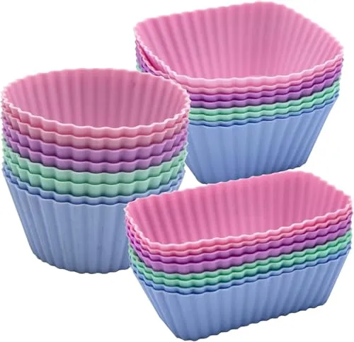 Mlying Wiederverwendbare Muffinformen Silikon 24 Stück Klein Silikonformen für Muffins Cupcake Brotbackform Kuchen， Antihaft mini Muffinförmchen Kuchenform (24pcs)