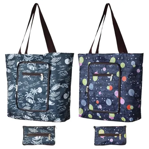 FuxFuis 2 Stück Einkaufstasche Faltbar Einkaufsbeutel, Oxford-Stoff Wiederverwendbare Tasche Faltbar Tragbar Falttasche 45 * 35cm Große Einkaufstaschen für Einkaufen, Reisen, Fitness, Urlaub, Camping
