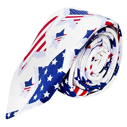 King & Priory USA Stars & Stripes Krawatte, Herren Krawatte, Amerika, Weiss/opulenter Garten, Einheitsgröße