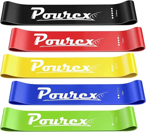 Pourex Stretchband Trainingsbänder Fitnessband Hüftbänder Sportband Widerstandsbänder, 5 Widerstandsbänder