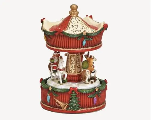 Seyila Home Spieluhr Karussell aus Poly- Bunt- Weihnachtliche Nostalgie für Ihr Zuhause oder als Geschenk (Modell 1)