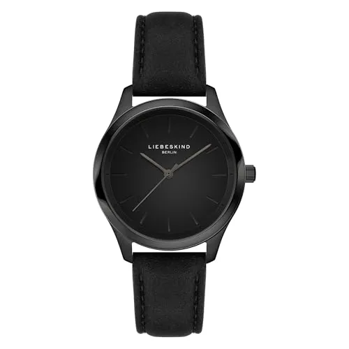 LIEBESKIND Damen Armbanduhr – Quarzuhr 33 mm – Rundes Gehäuse – Klassisches Design – Teilmattiertes Edelstahl- und Lederarmband – 5 ATM wasserdicht