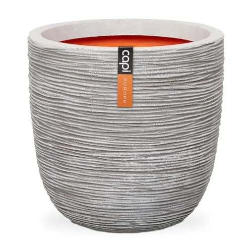 Capi Europe Blumentopf Kugel Rib NL - Elfenbein 43x41 cm - Garten-Zubehör aus 100% recycelbarem, bruchsicherem Material. Ideal für Innen- und Außeneinsatz, frost- und UV-beständig mit lebenslanger Garantie.