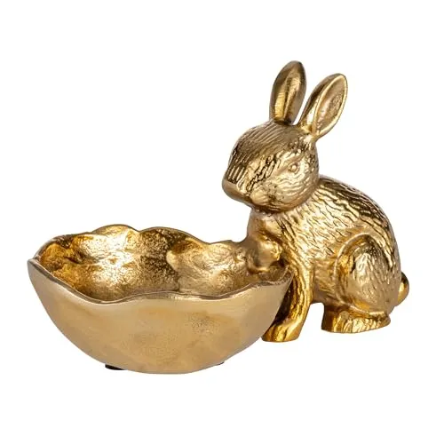 EGLO LIVING Dekoschale Ostern Ambalava - Elegante Dekoschale aus goldfarbenem Aluminium mit verspieltem Osterhasen, perfekt für stilvolle Frühlingsdekoration und als Geschenk zu Ostern.