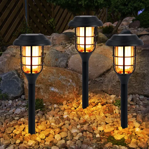 Steckleuchte Außen Solarlampe LED Erdspieß Terrassenlampe Laterne Solarfackel 3x