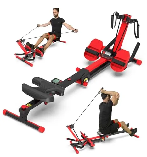 HSP Rudergerät [2 in 1 Rudergerät & Bauchtrainer] klappbar - Trainingsgerät - Rowing Machine - Rudermaschine für zuhause - Ausdauertraining