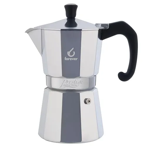 Forever 'Miss Moka Prestige' Alu-Induktion 6 Tassen - Kaffeebereiter aus innovativem Aluminium, induktionsfähig und mit ergonomischem Griff; ideal für Genießer, die Wert auf Qualität und Funktionalität legen.