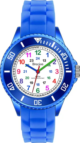 Armbanduhr Jungen Mädchen Kinder Lernuhr 5 ATM wasserdicht Silikonuhr royalblau