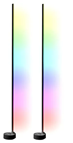 Luminea Home Control Eckleuchte Stehlampe: 2er-Set WLAN-Steh-/Eck-Leuchten mit RGB-CCT-IC-LEDs, 12W, App, schwarz (Ecklampen LED, WLAN Standleuchte)