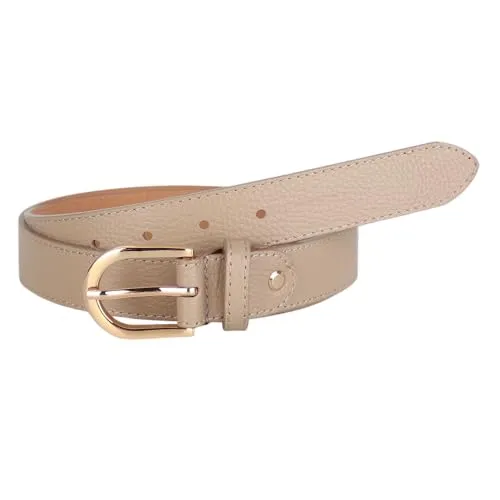 MIRROSI Ledergürtel Damen Herren Gürtel, Made in Italy, 3cm breit (Helltaupe (Goldene Schnalle), 100cm)
