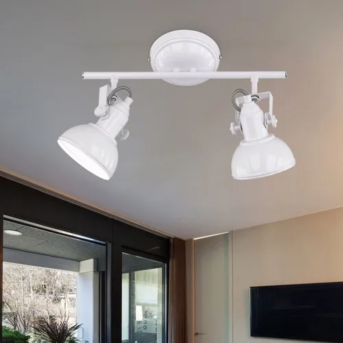 Deckenleuchte Spotleiste 2x E14 – Schwenkbare Esszimmerlampe in Weiß - Moderne Deckenlampe mit 2 schwenkbaren Strahlern für flexible Lichtgestaltung. Ideal für Esszimmer und Wohnzimmer, sorgt für eine angenehme Atmosphäre.