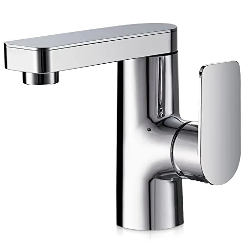 Cobbe Wasserhahn Bad,360°Drehbar waschtischarmatur passt für alle Arten von waschbecken,Platzsparend Waschtischarmaturen für kaltes und heißes Wasser,Chrom