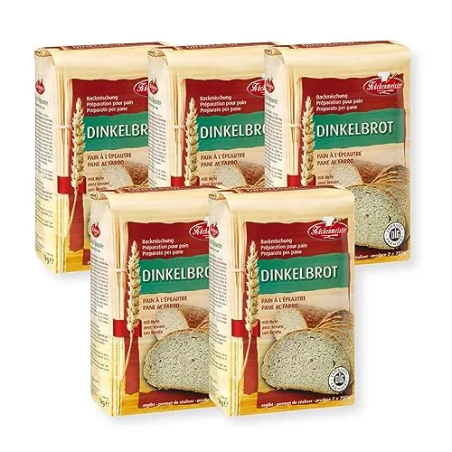 BIELMEIER KÜCHENMEISTER Brotbackmischung Dinkelbrot 5 x 1000 g I Brotbackmischungen für Brotbackautomat & Ofen I Hefe Backmischung, leicht zubereitet