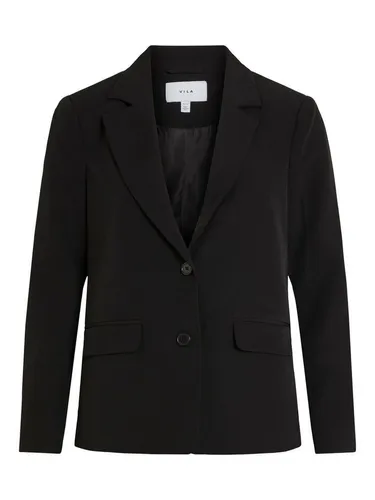 Vila Damen Vikamma Loose Blazer, Schwarz 36 - Eleganter Blazer für Damen mit klassischem Kragen und Schulterpolstern, ideal für den Alltag oder besondere Anlässe.