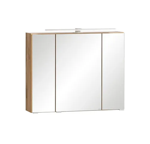 Badezimmer Spiegelschrank 80cm mit LED-Beleuchtung - Moderner Bademöbel Spiegelschrank mit hängender Montage, LED-Beleuchtung, Softclose-Türen und 6 Glasböden für optimalen Stauraum. Ideal für stilvolle Badezimmer.