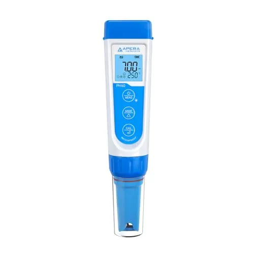 Apera Instruments PH60 Premium pH-Messgerät mit Digitalanzeige | Messbereich -2,00 bis 16,00 pH; ±0,01 ±1 digit; austauschbare Glaselektrode PH60-E; wasserfest