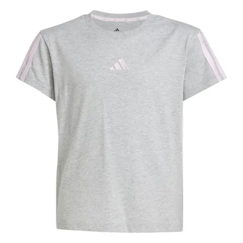 adidas Mädchen Essentials T-Shirt, medium Grey Heather/Clear pink, 14-15 Years