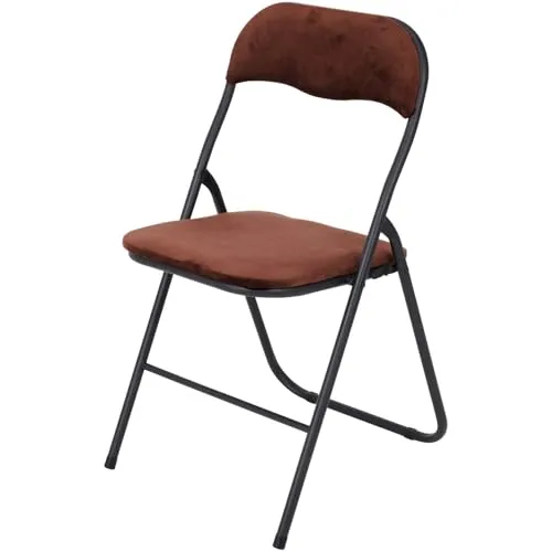Brixy Eleganter Klappstuhl aus Samt, Faltbarer Esszimmerstuhl für Komfort und Stil, 43x47x80 cm, Braun
