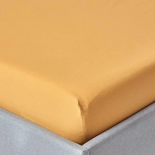 Homescapes Spannbettlaken senfgelb 90 x 190 cm - Hochwertiges Spannbettlaken aus 100% ägyptischer Baumwolle, atmungsaktiv und hypoallergen – ideal für Allergiker. Gummizug sorgt für perfekten Sitz und Komfort.