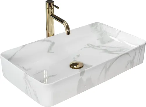 Rea Aufsatzwaschbecken DENIS SHINNY MARMO in weiß von REA