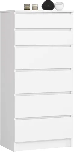 Kommode weiß 60cm breit mit 6 Schubladen, Schlafzimmer und Wohnzimmer, vielseitig einsetzbar für Flur und Kinderzimmer