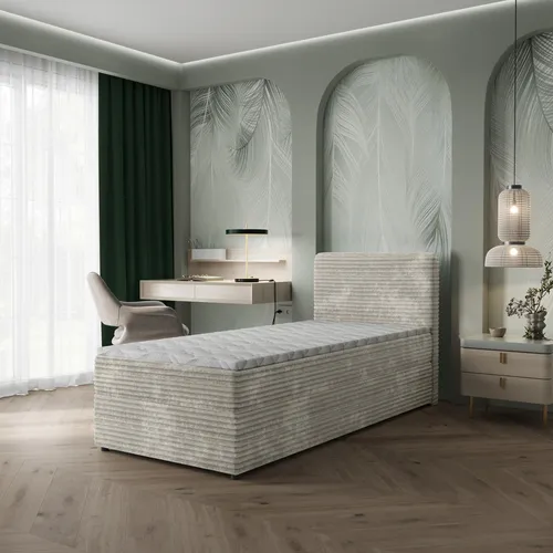 Masseno Boxbett PISA 90x200 cm mit Bonell Matratze und Topper - Elegantes Kontinentalbett PISA mit großem Bettkasten für Ordnung. Ergonomische Bonellmatratze und komfortabler Topper sorgen für entspannten Schlaf. Perfekt für jedes Schlafzimmer!