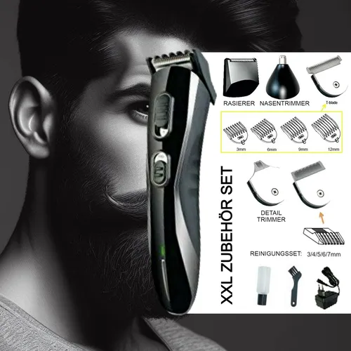 Profi Haarschneidemaschine Set - Akku Trimmer für Haar und Bart - Haar- & Bartschneidegeräte mit schnurloser Bedienung, schneller Ladefunktion und All-In-One Nutzung für perfekte Ergebnisse im Handumdrehen.