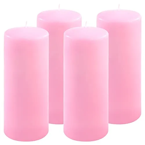 Nexos Trading Stumpenkerze Höhe 25 cm Ø 10 cm lange Brenndauer Rosa Einfarbig Dekoration (pink, 4)