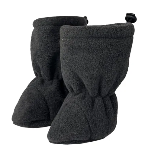 Hoppediz Baby Booties aus Fleece, warme Baby Winterschuhe 0-6 Monate, anthrazit 14-17