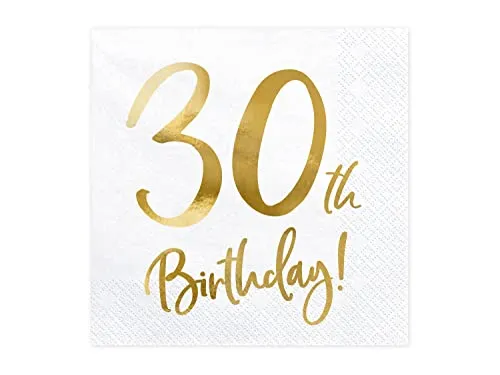 PartyDeco Servietten Birthday Gold 30th. 33x33cm/20St.