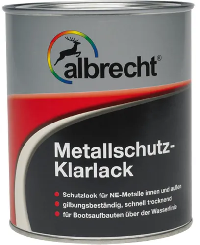 Albrecht Metallschutz-Klarlack farblos 750ml - Lacke - Ideal für den Innenbereich, schützt Metalloberflächen mit glänzendem Finish und nur einem Anstrich.