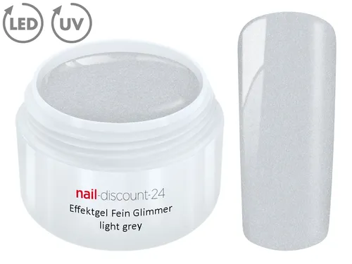 UV LED Effekt Gel Fein Glimmer LIGHT GREY Farb Color Feiner Glitzer Glitter Grau