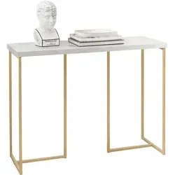 SoBuy FSB58-G Konsolentisch - Drohnen-Zubehör: Eleganter Konsolentisch mit goldenem Metallrahmen, ideal als platzsparende Aufbewahrungslösung für Flur und Wohnzimmer.