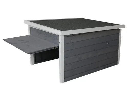 Produktbild SunnyDeals Rasenroboter-Garage aus Holz grau-weiß