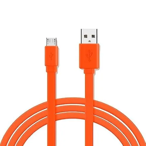 Aiivioll Ersatz Micro USB Kabel Schnelllade Flachkabel für JBL Flip 2,Flip 3,Flip 4,Charge 2,Charge 2+,Charge 3,Pulse,Pulse 2,Clip,Clip+,Clip 2,Go,Go+,Go 2 für Logitech UE Boom (1m/Orange)