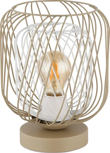 Globo Lighting Tischleuchte DICHTI - Sandfarben Matt, 1x E27 - Elegante Tischleuchte im Vintage-Stil, ideal für stimmungsvolle Akzentbeleuchtung. Der runde Metallgeflechtschirm sorgt für eine sanfte Lichtverteilung und fügt sich perfekt in Ihr Einrichtungskonzept ein.