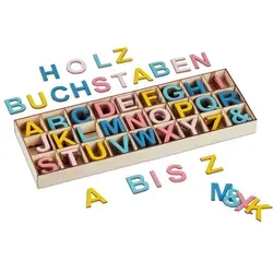 Relaxdays Holzbuchstaben Set 324 tlg. Blau,Gelb,Rosa