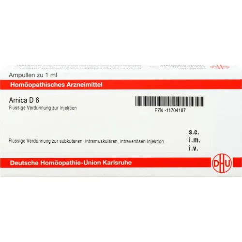 Arnica D6 Ampullen 8 ML - Homöopathisches Arzneimittel zur Injektion, ideal zur Unterstützung der Heilung und Schmerzlinderung. Perfekt für die Anwendung bei Verletzungen und Prellungen.