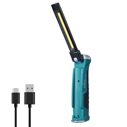 KLARUS LED-Arbeitslicht, 550 Lumen wiederaufladbares COB-Arbeitsleuchte mit Magnetfuß und Haken, 180°drehbar + 180°faltbar und 7 Modi Helle LED-Taschenlampe