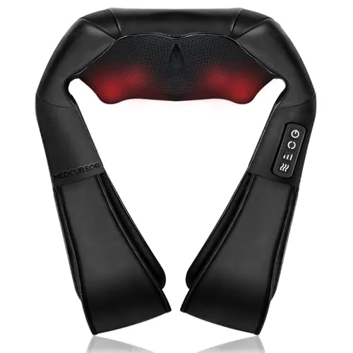 Medcursor Nackenmassagegerät mit Wärme, Tiefengewebe Shiatsu-Massagegerät, 3D Kneten Schulter und Rücken Massagekissen zur Schmerzlinderung, geeignet für Zuhause, Büro, Schwarz