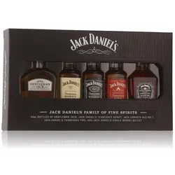 Jack Daniel's FAMILY OF FINE SPIRITS - 5 x 0,05l Whisky in Geschenkbox, ideal als Geschenk für Whisky-Liebhaber