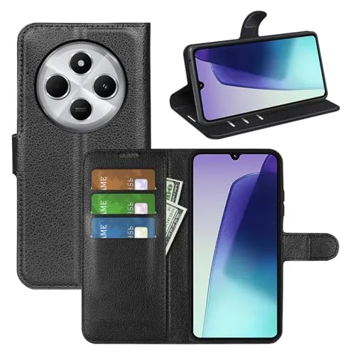 betterfon Handyhülle Kompatibel mit Xiaomi Redmi 14C | Premium Qualität TPU Klapphülle für Redmi 14C mit Kartenfächern | Magnetverschluss Handyhülle | Schwarz