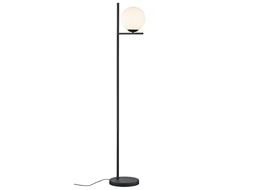 Retro Stehlampe Schwarz mit Glaskugel Weiß, 150cm in schwarz von Meine Wunschleuchte